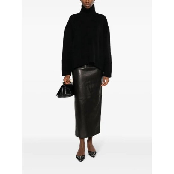KHAITE Loxley Skirt in Black Leather - Picture 4 of 9
